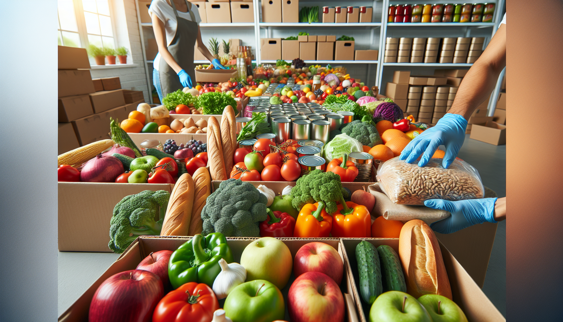 Donated food items and meal preparation