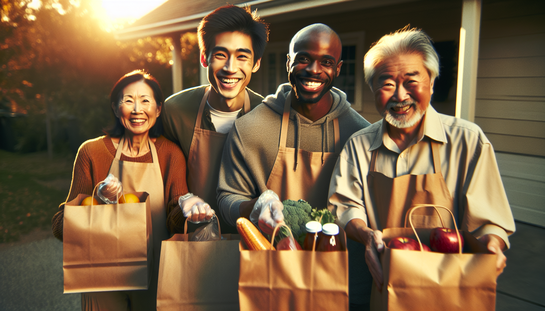 Volunteers delivering food to community members