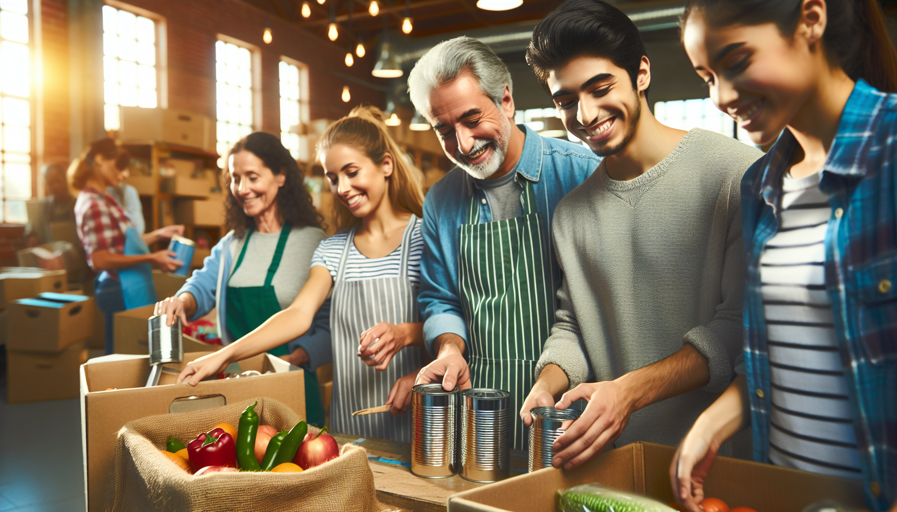 Volunteers working together